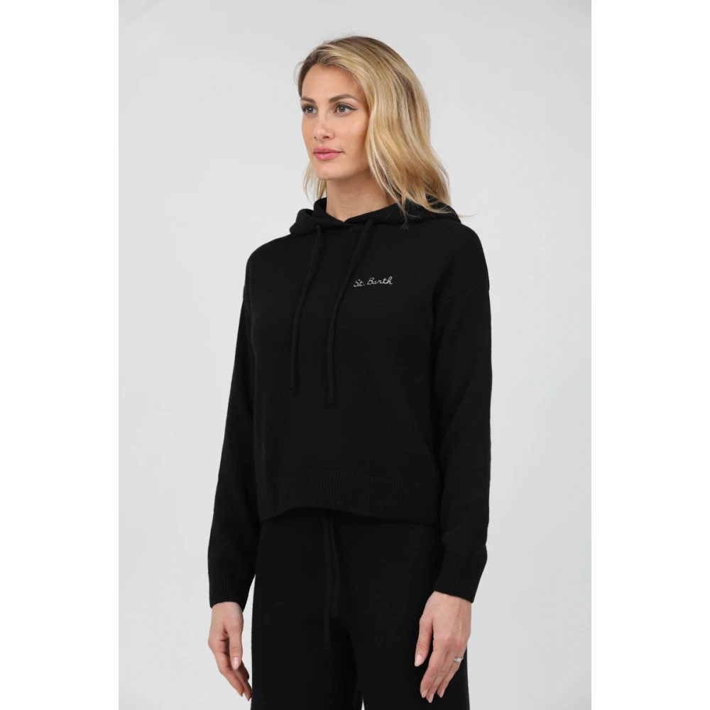 MC2 Saint Barth Gebreide hoodie met borduursel Black Dames