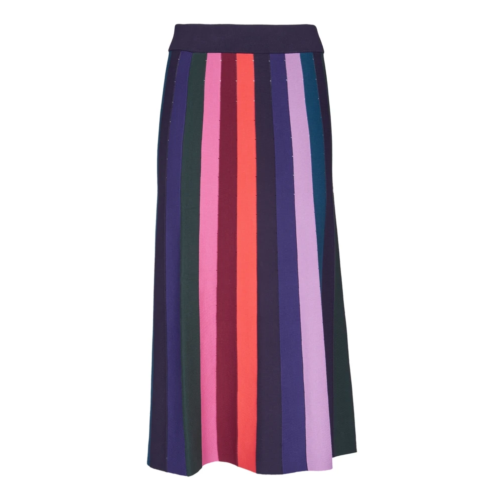 PS By Paul Smith Gestreepte Katoenen Rok Onder De Knie Multicolor Dames