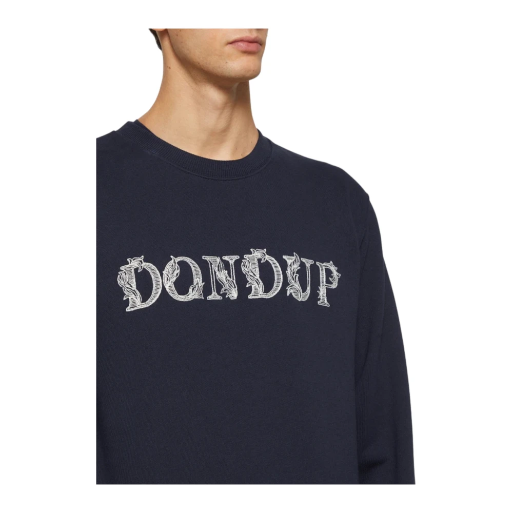 Dondup Logo Print Katoenen Sweater Blue Heren