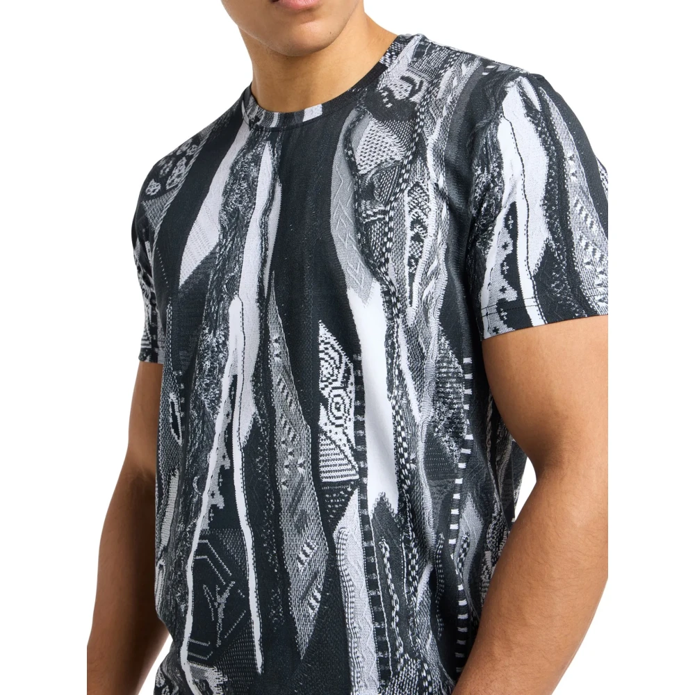 carlo colucci Zwart Heren T-shirt Stijlvolle Tee Multicolor Heren
