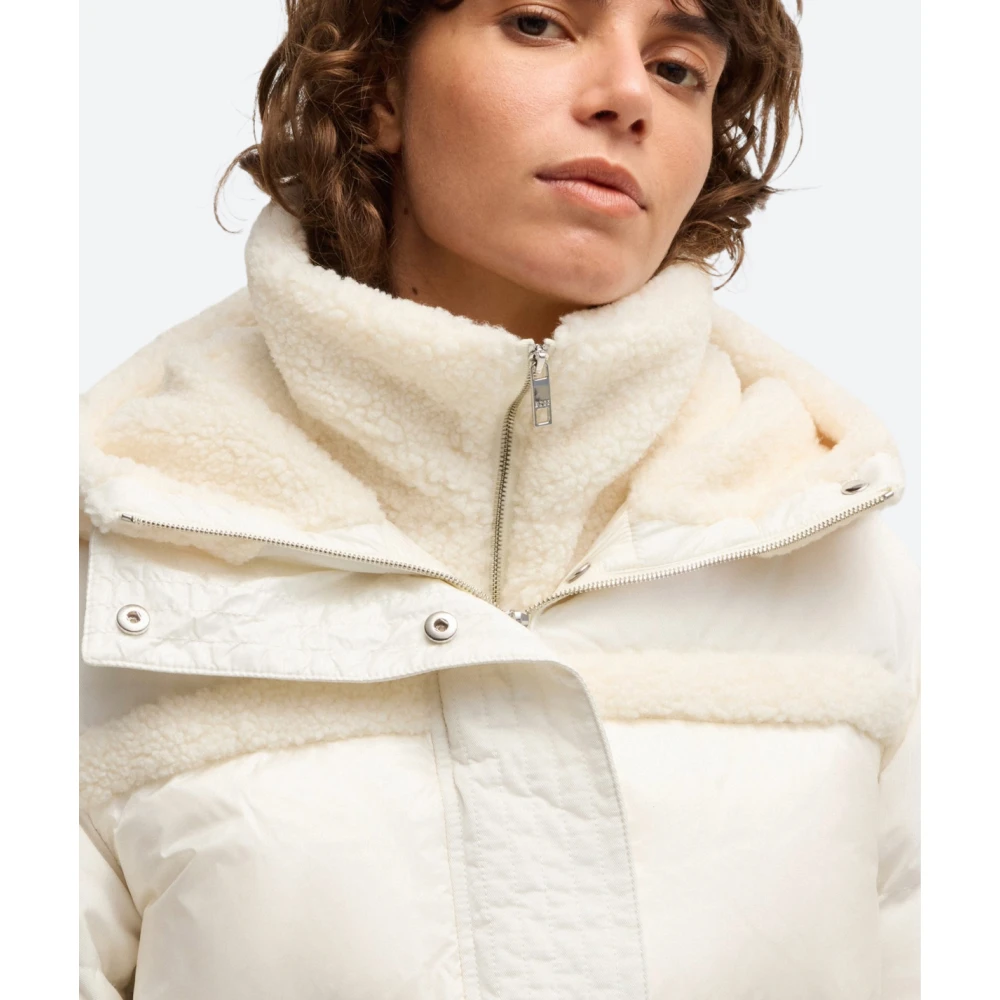 Hugo Boss Waterafstotende donsjack met pluche afwerking White Dames
