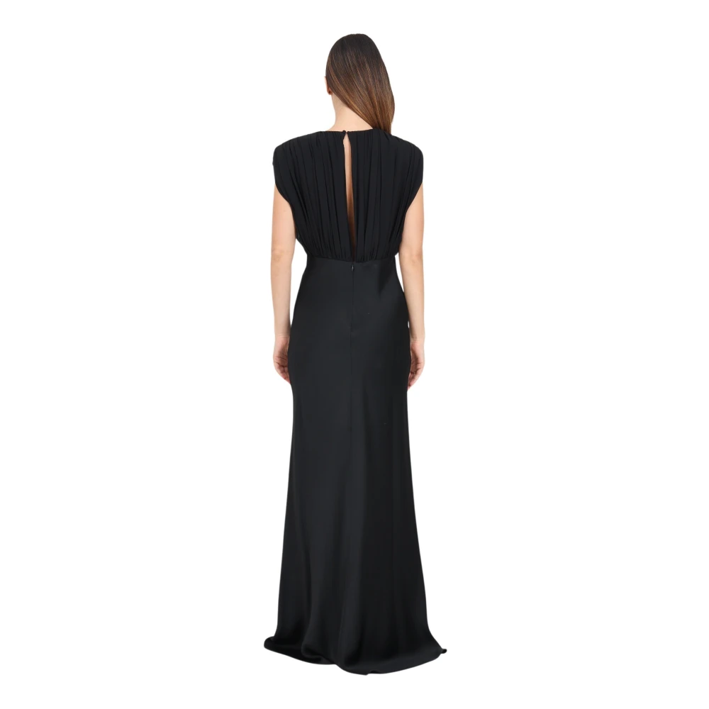 Max Mara Zwarte Lange Jurk Elegant Herfst Winter Black Dames