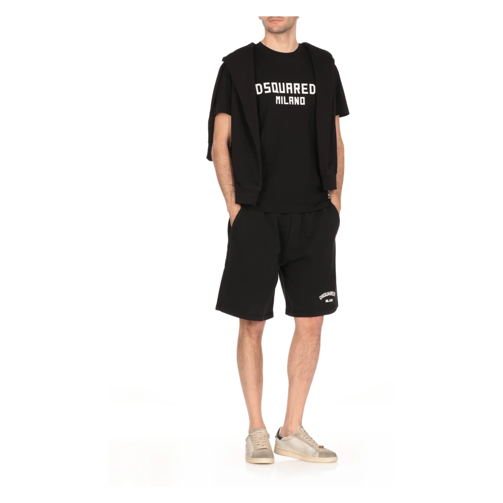 Dsquared2 Zwarte Katoenen T-shirt met Logo Black Heren