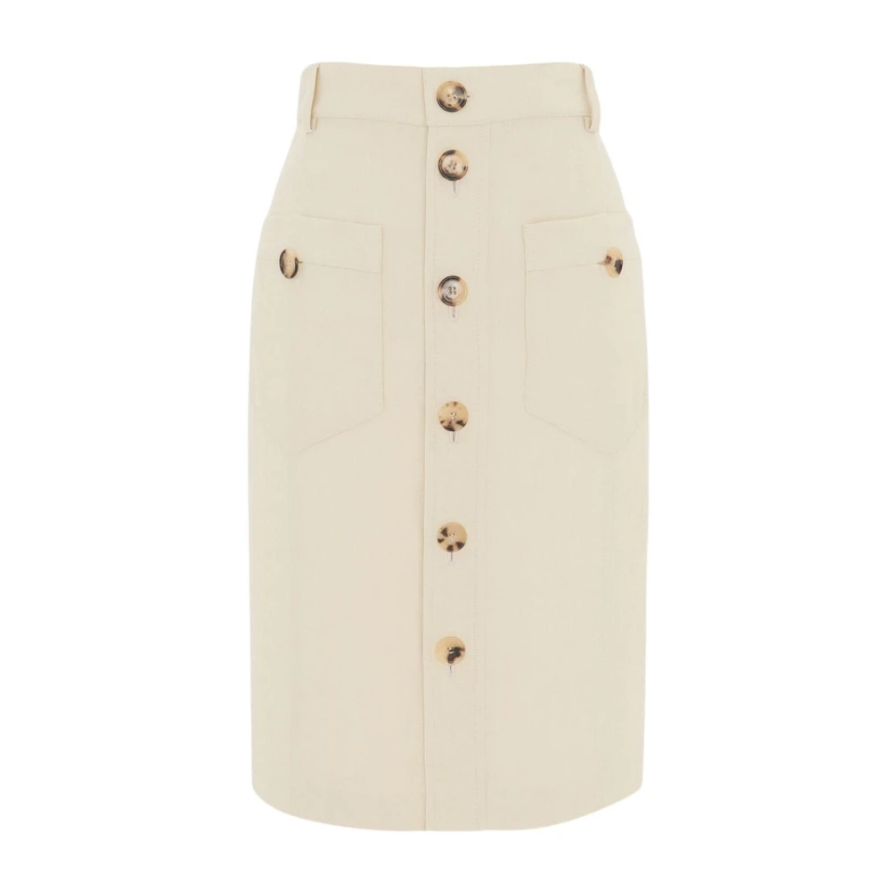 Saint Laurent Midi Kokerrok Beige Dames