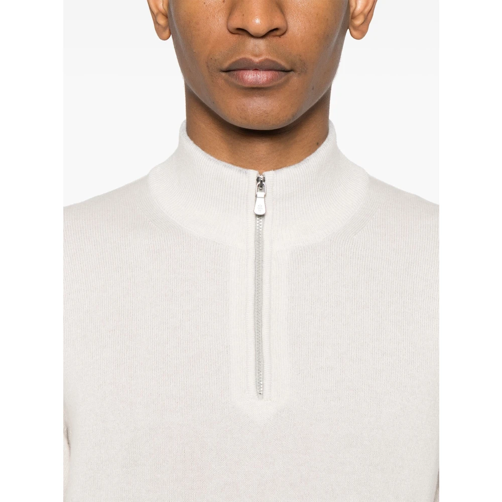 Eleventy Luxe Cashmere Half-Zip Gebreide Kleding White Heren