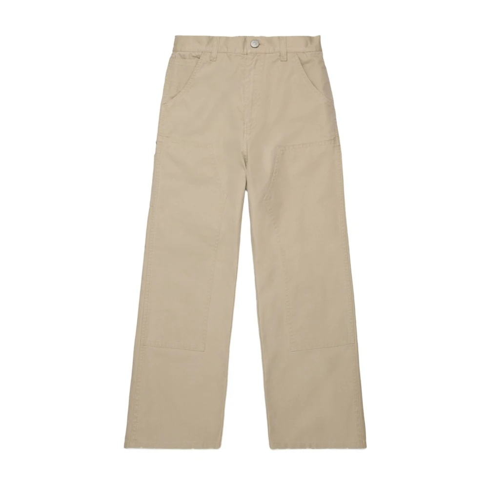 Mm6 Maison Margiela Boys Beige Trousers, 16 Y, Pantaloni In Cotone Con Cinque Tasche