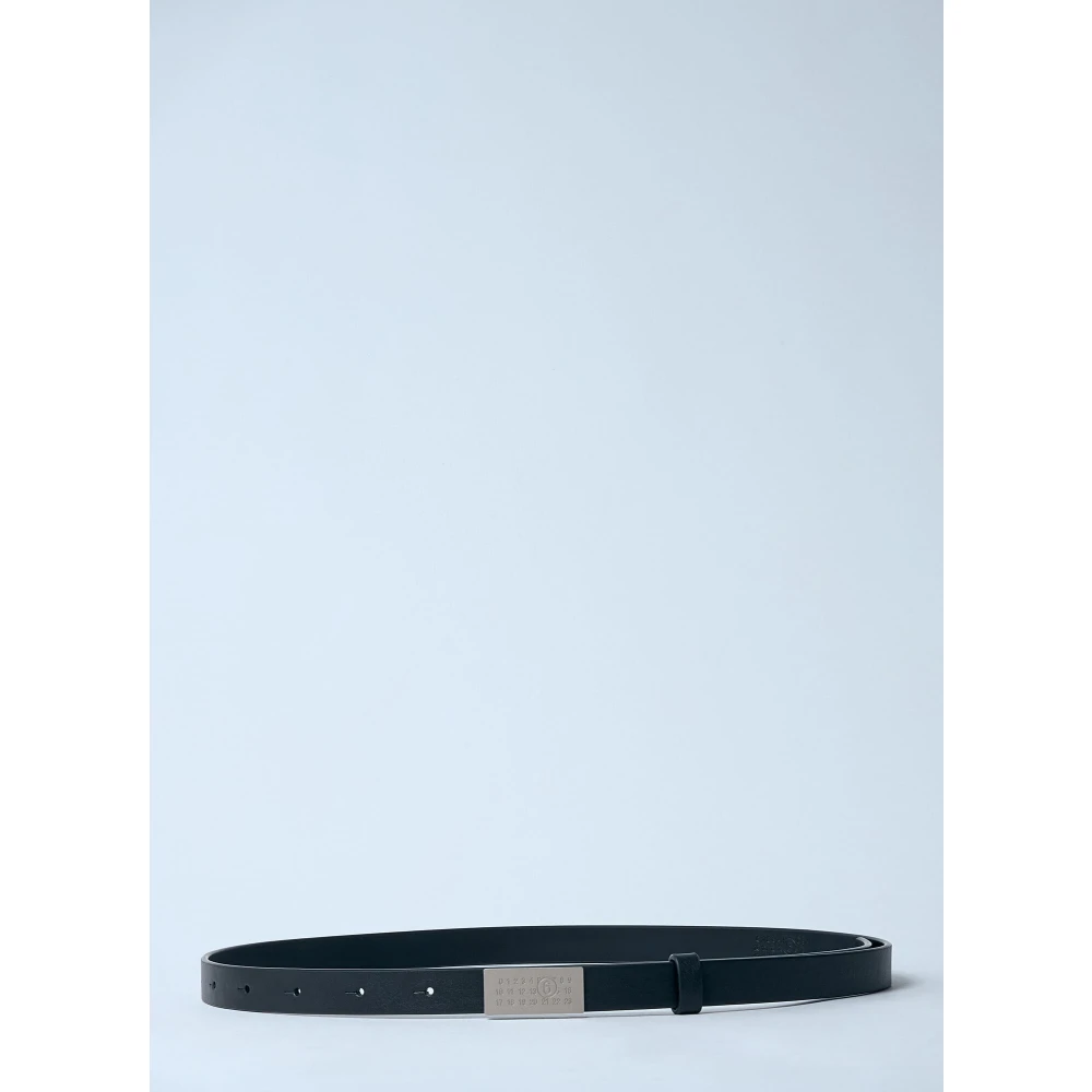 MM6 Maison Margiela Signature Logo Plaque Lederen Riem Black Dames