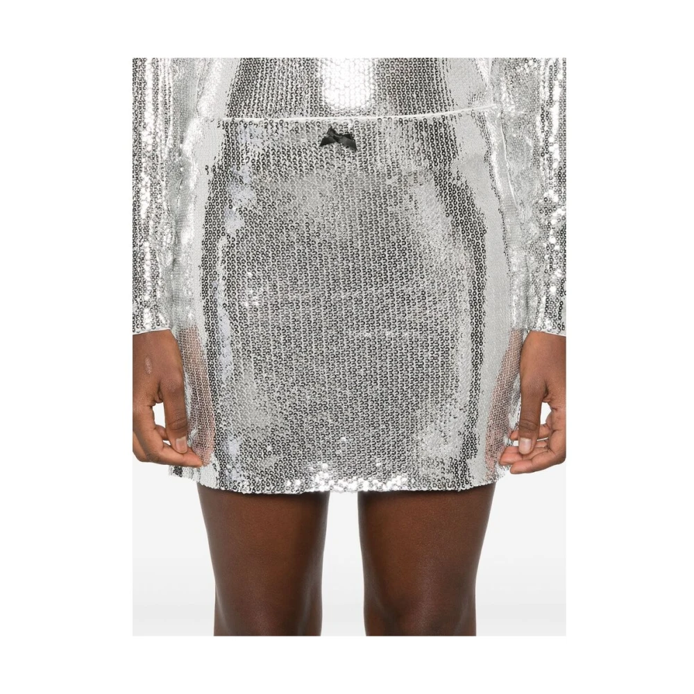 Rotate Birger Christensen Sequin Mesh Mini Rok Gray Dames