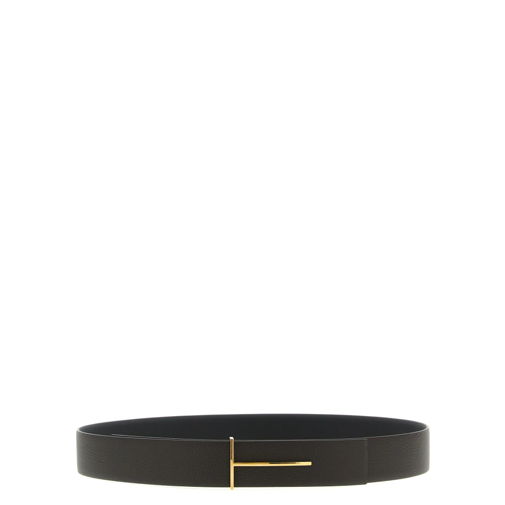 Tom Ford Men's Black Reversible Hammered Leather Belt