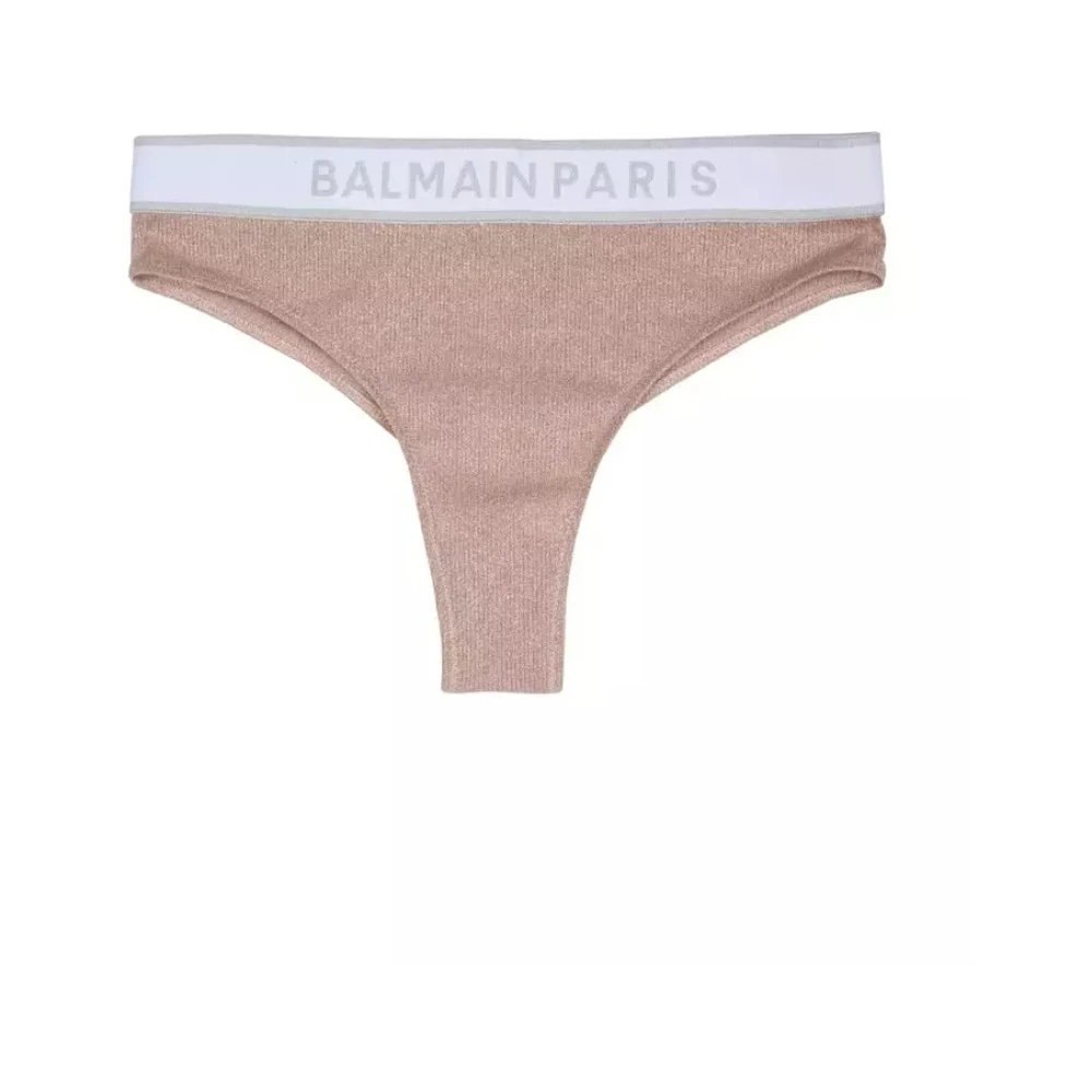 Balmain Gestreept Stringetje met Logo Pink Dames