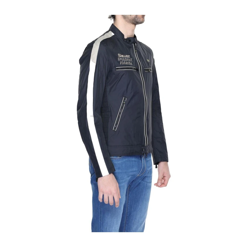 Blauer Zwarte Casual Jas Lente Zomer Collectie Black Heren