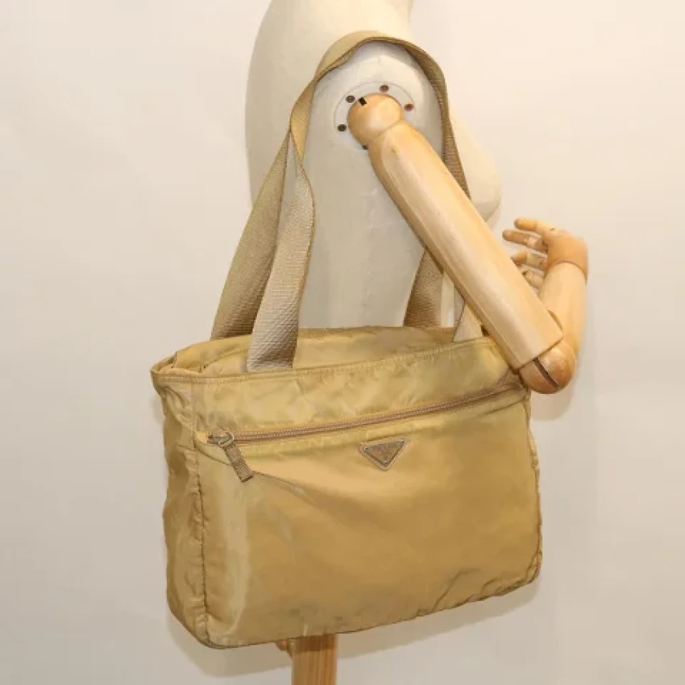 Prada Vintage Pre-owned Canvas prada-bags Beige Dames