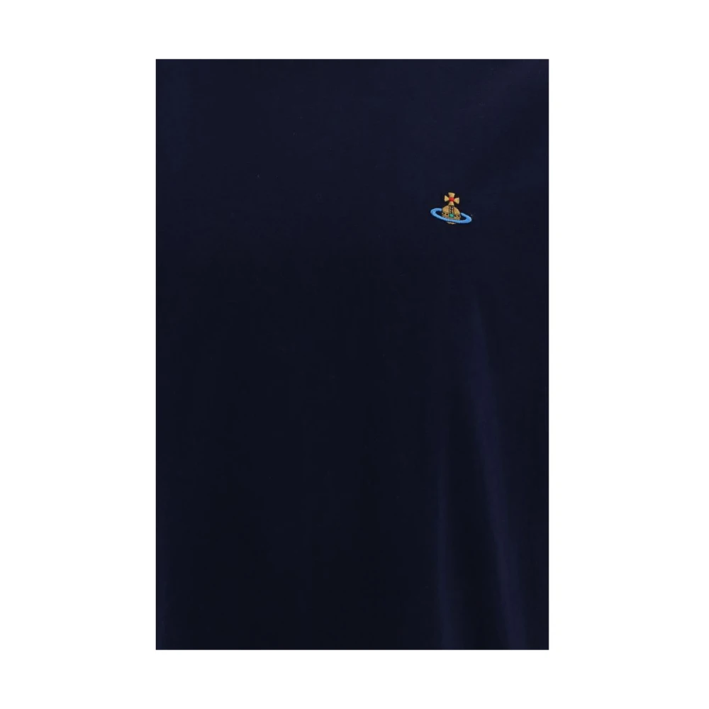 Vivienne Westwood Geborduurd Logo Katoenen T-shirt Blue Heren