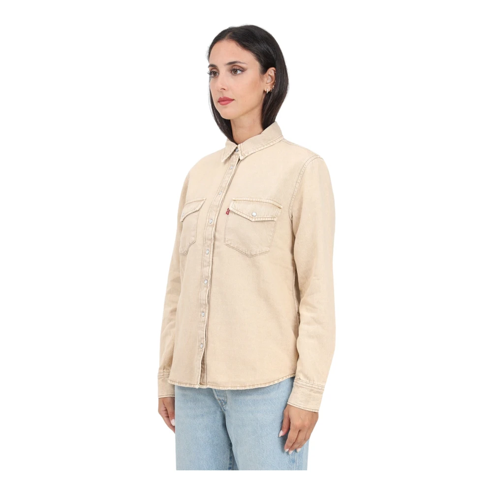 Levi's Western Denim Casual Shirt Beige Dames