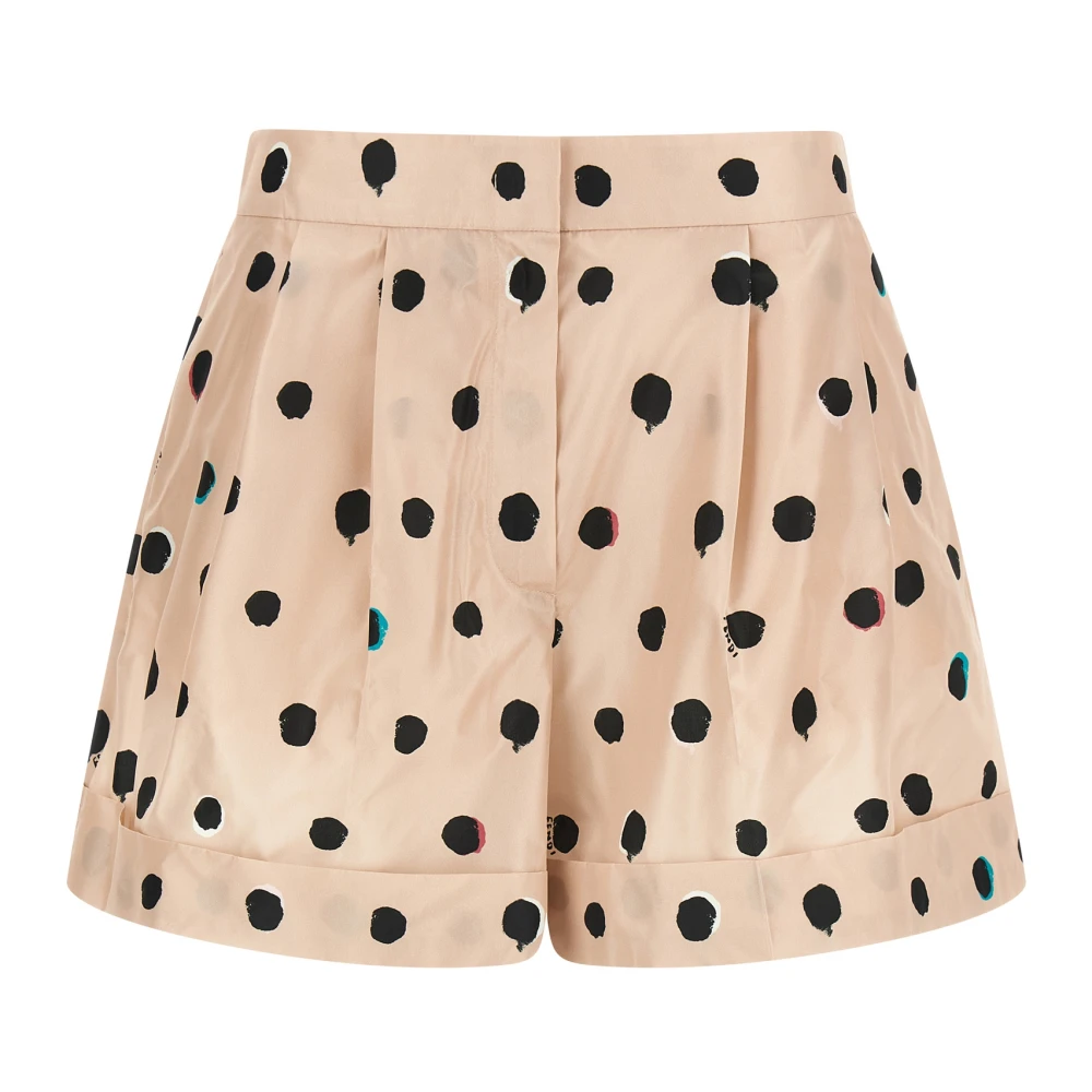Fendi , Short Shorts, Female, Pink, Xs, Falena Dots-Print Taffeta Flared Shorts