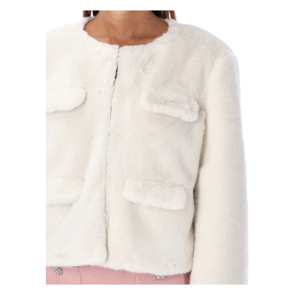 Self Portrait Eco Fur Cropped Jas White Dames