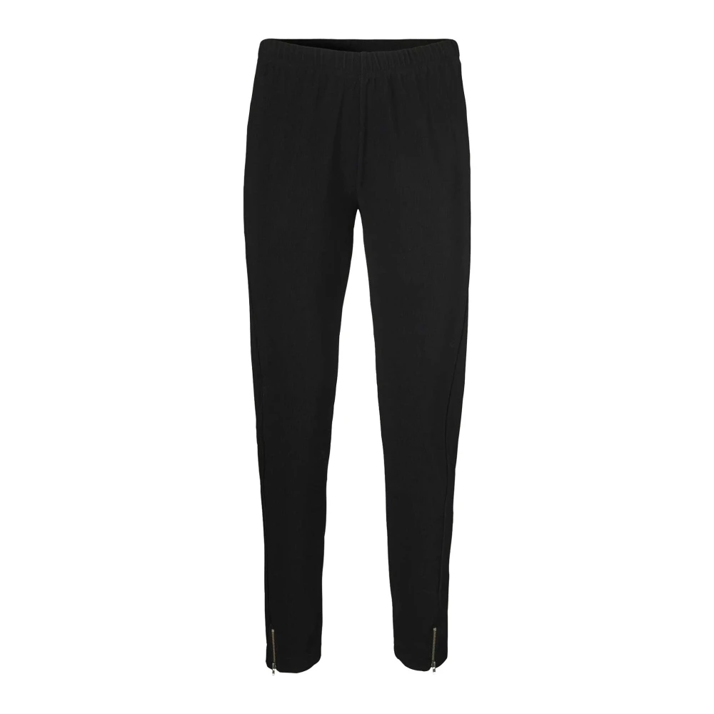 Masai Black Leggings With Zipper Details - Female - Slim-Fit Trousers - 2XL - Trousers