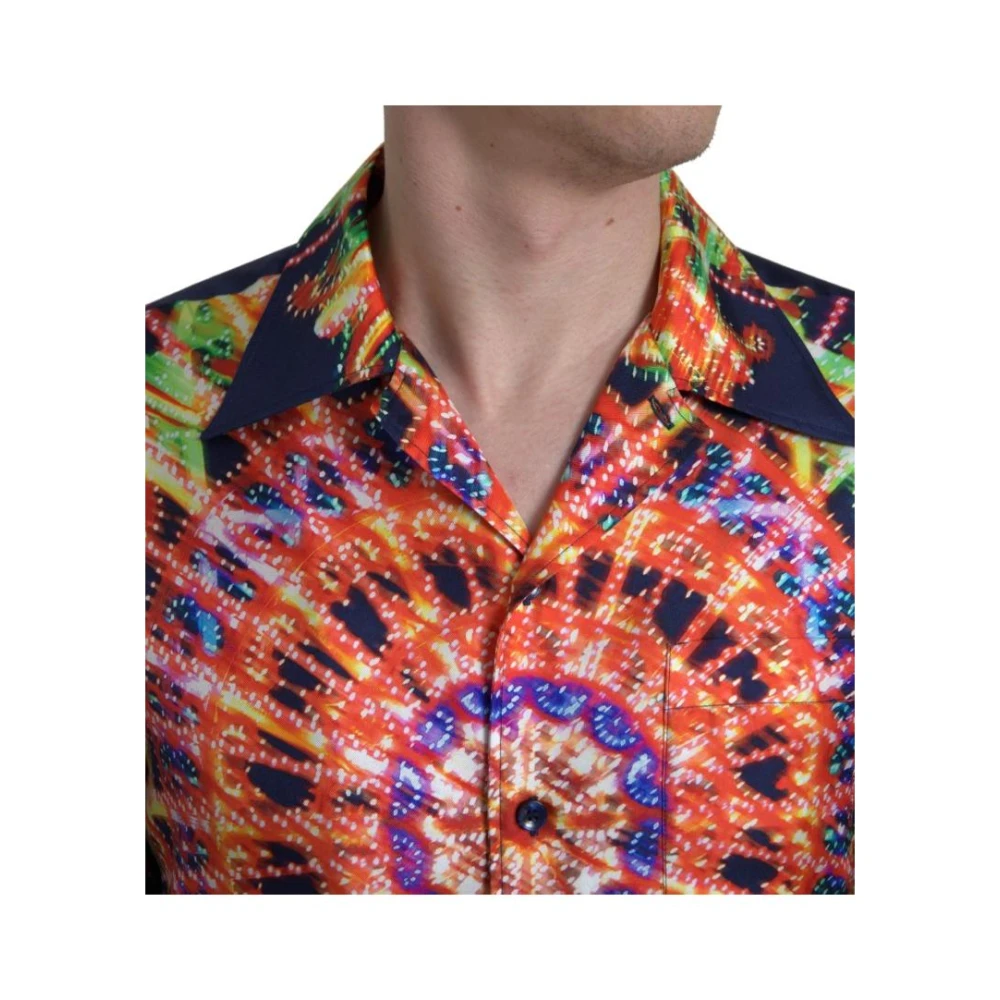 Dolce & Gabbana Ferris Wheel Print Zijden Overhemd Multicolor Heren