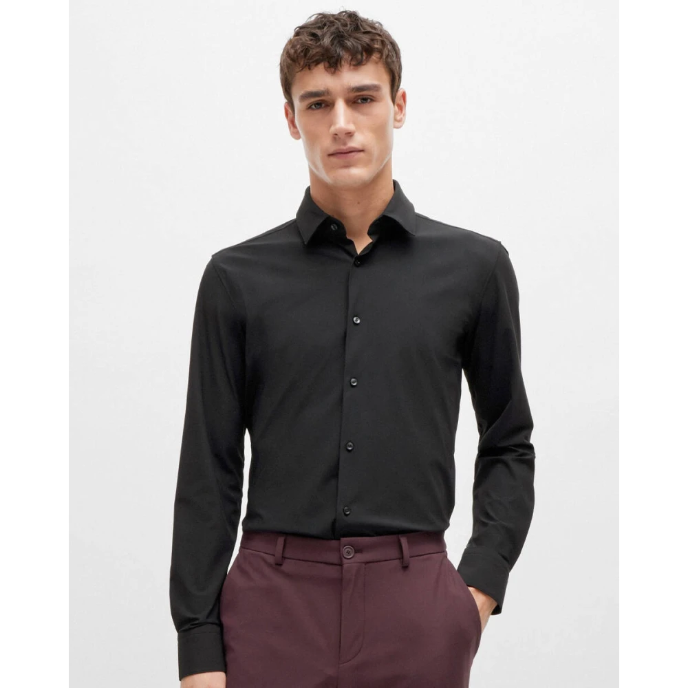 Boss Black Elegante Zwarte Overhemd Hank Kent Black Heren