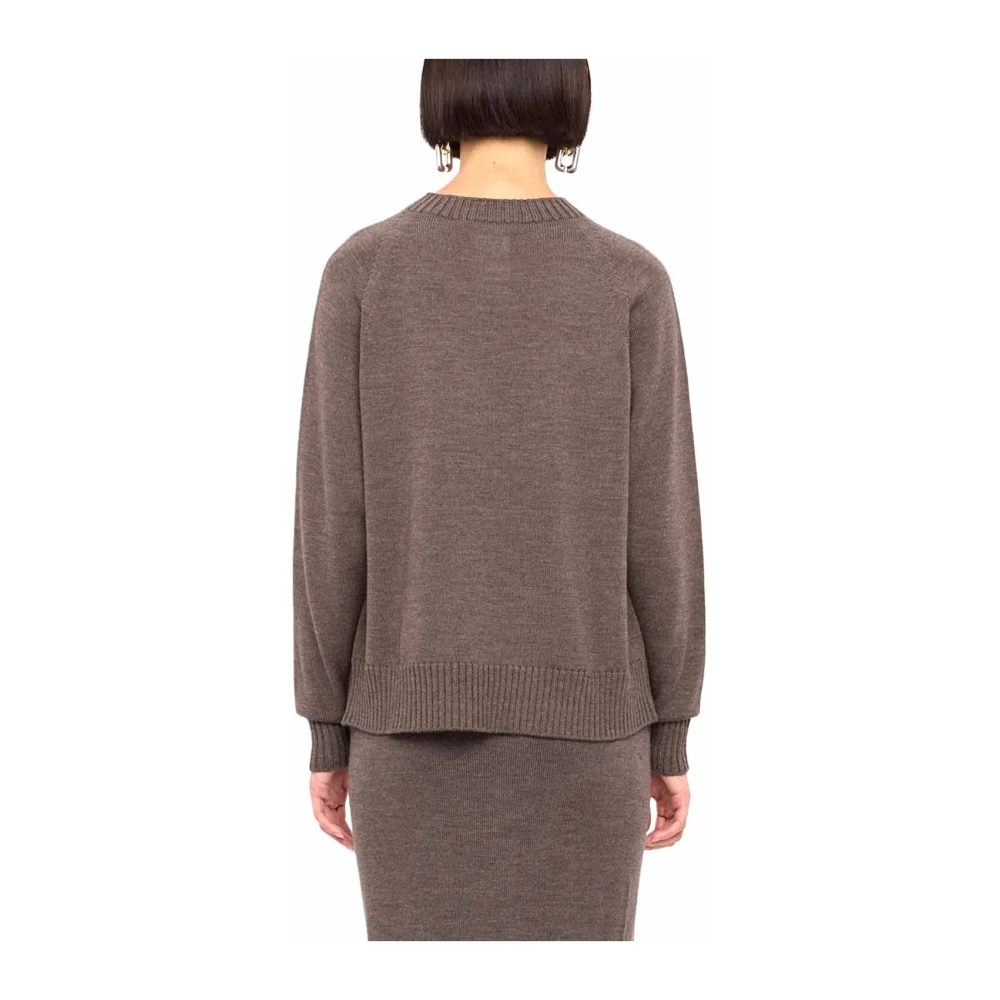 Max Mara Zachte Wol Ronde Hals Trui Brown Dames