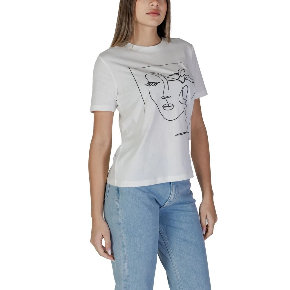 Vila Katoenen Korte Mouw T-shirt White Dames