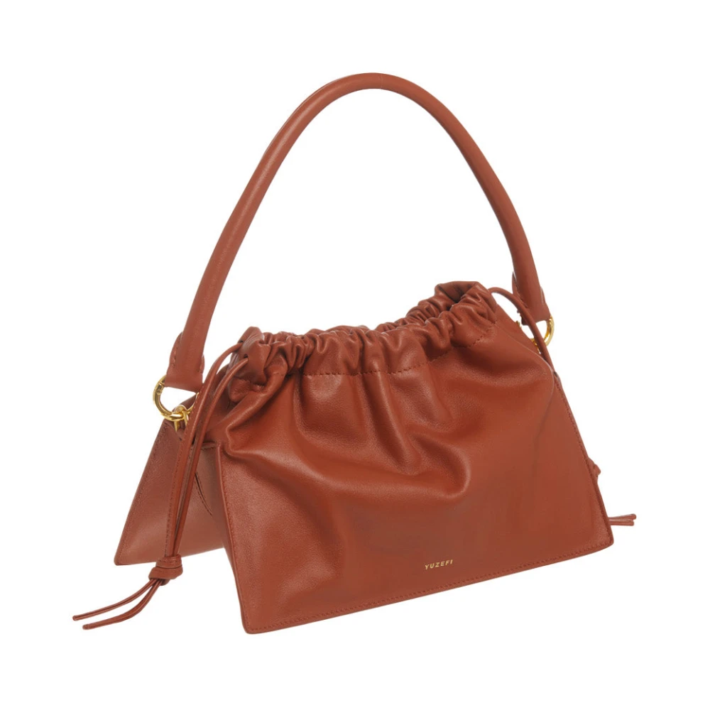 Yuzefi Slouchy Gestructureerde Leren Handtas Brown Dames