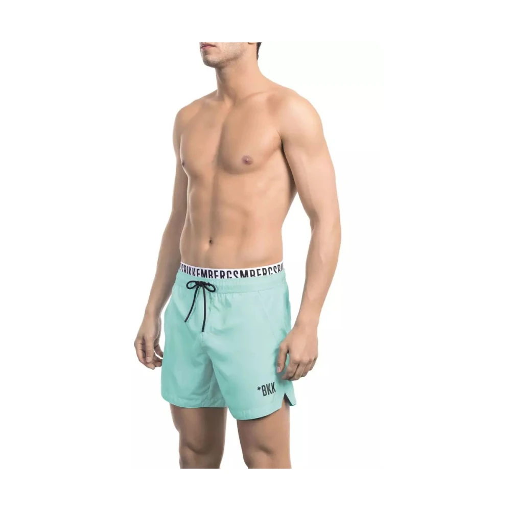 Bikkembergs Elegant Blå Badshorts med Brandingband Blue, Herr