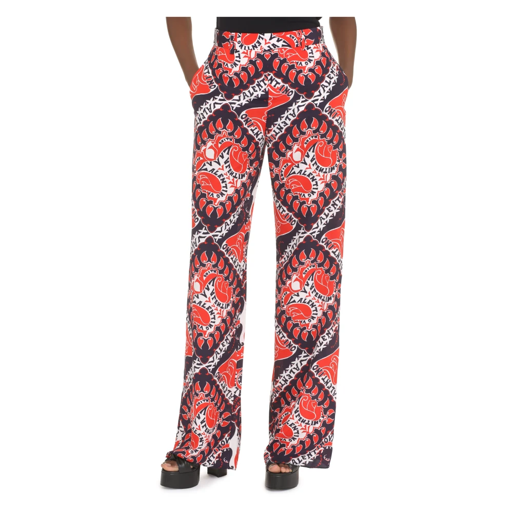 Valentino Zijden Broek All Over Print Multicolor Dames