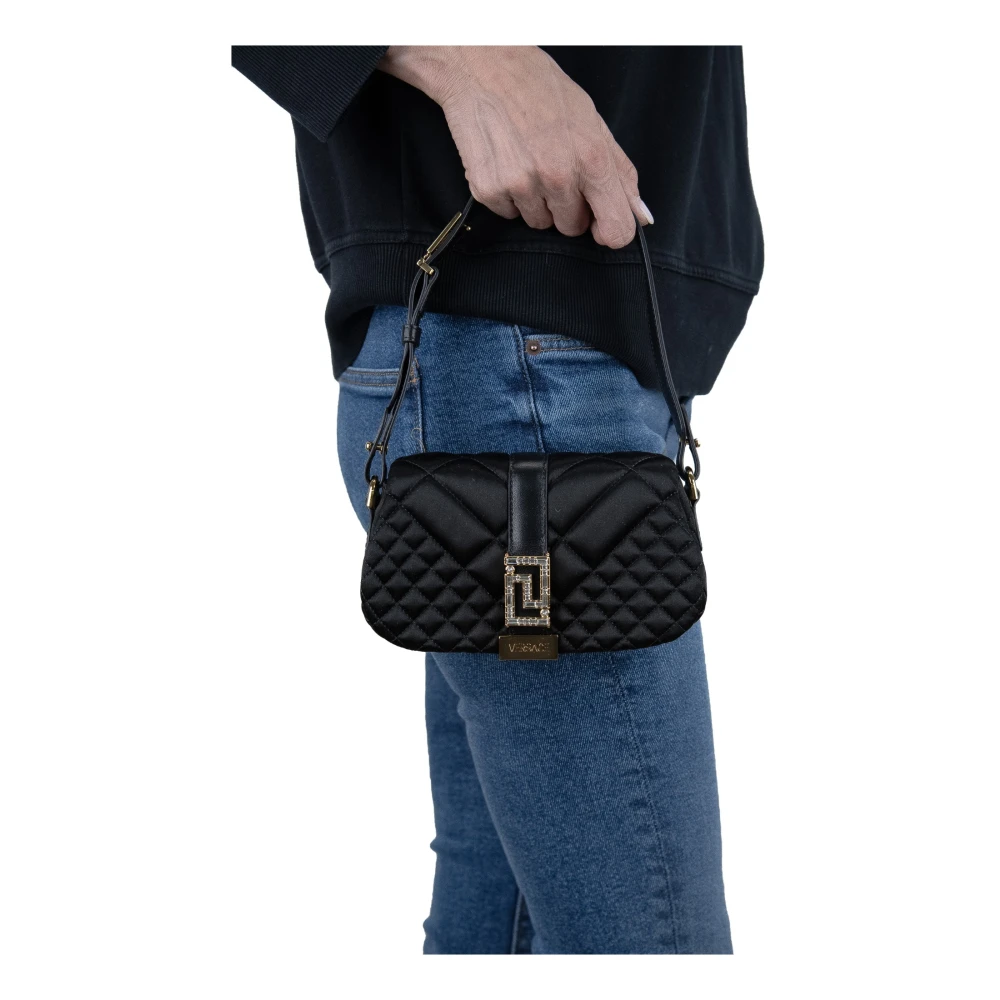 Versace Gewatteerde Schoudertas met Magneetknoop Black Dames