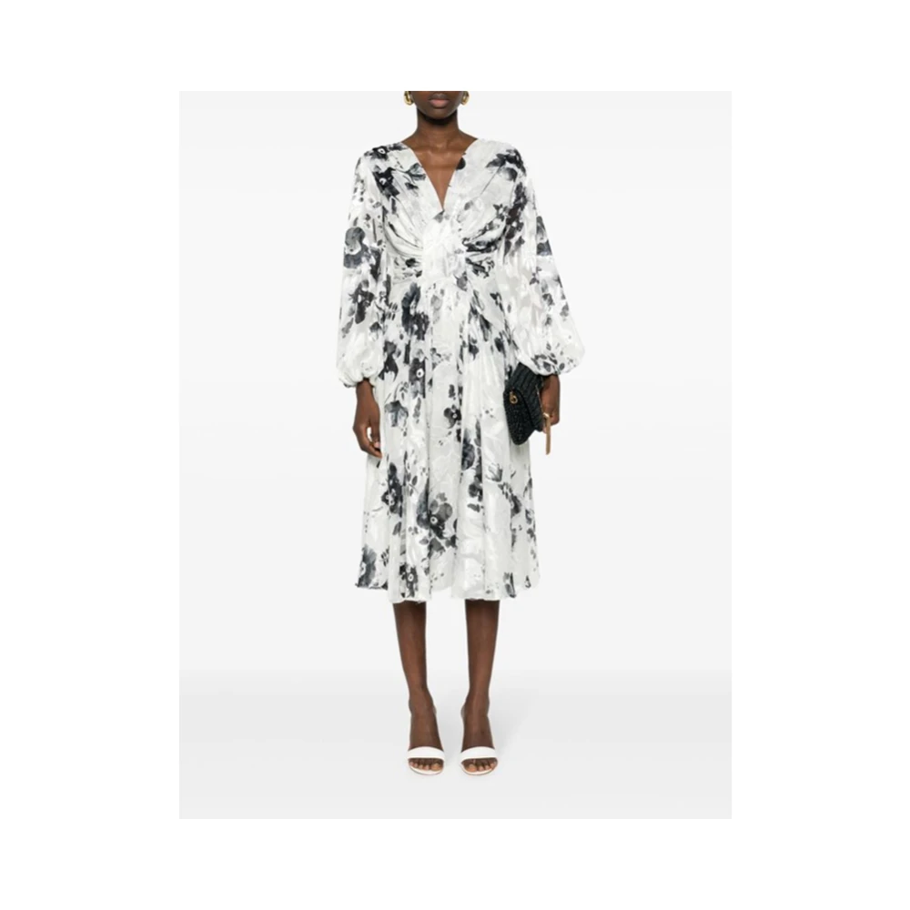 Ermanno Scervino Bloemen Georgette Midi Jurk White Dames