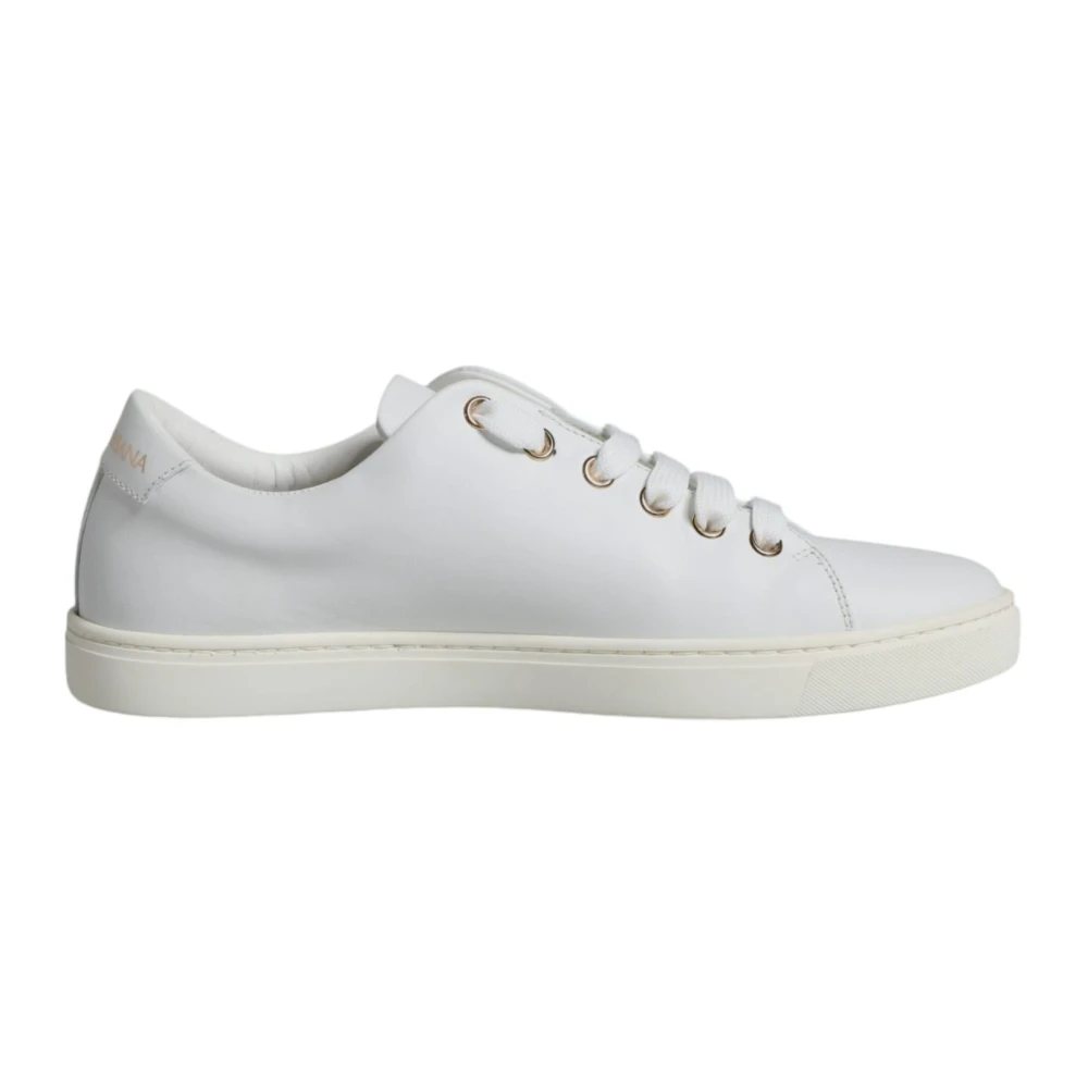 Dolce & Gabbana Women's White Sneakers, 8 Uk, Sacred Heart Studded Leather Trainers