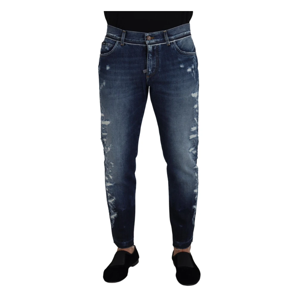 Dolce & Gabbana Men's Blue Slim-Fit Jeans,, Wash Regular Denim Jeans Trousers Medium