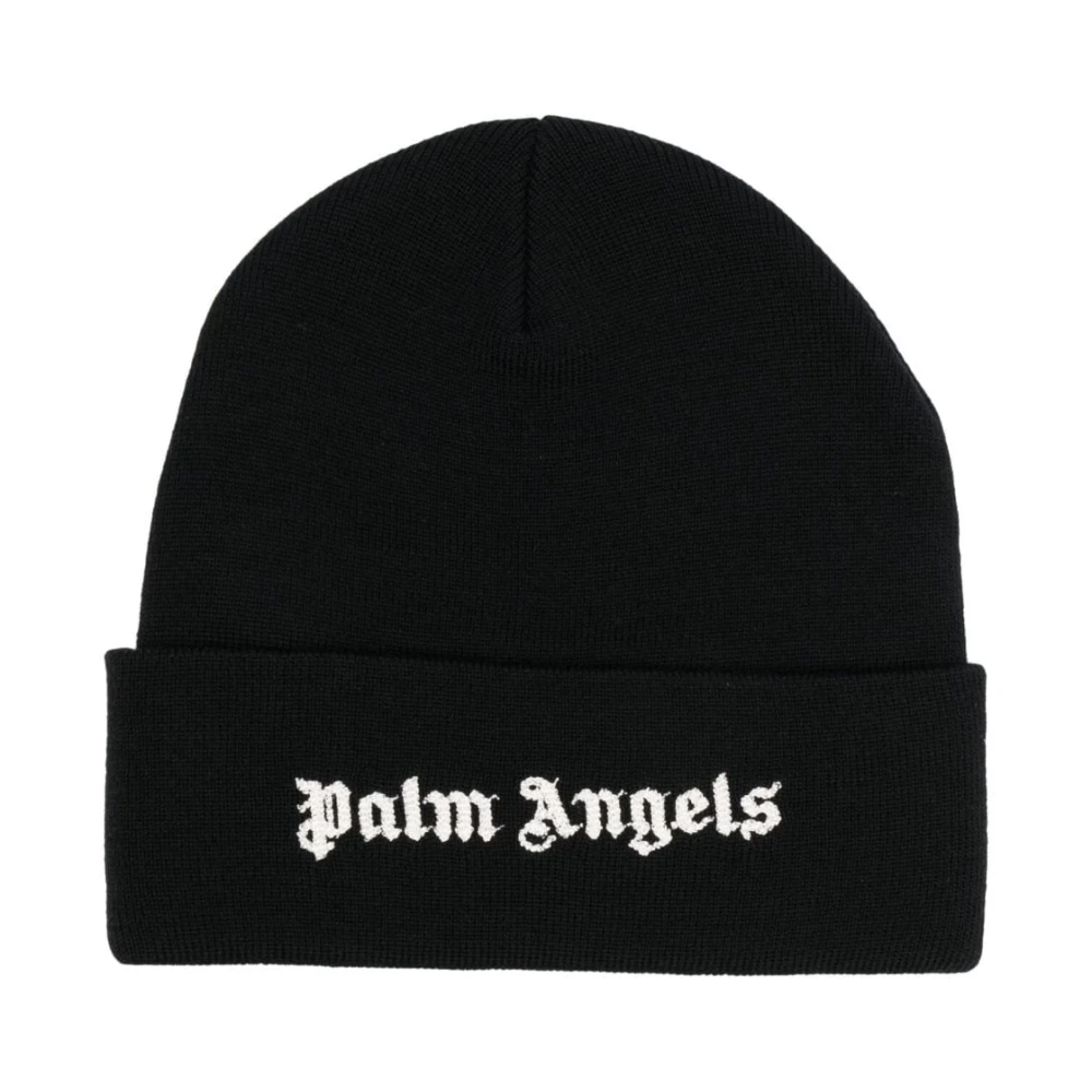 Palm Angels Zwarte Katoenen Hoed met Geborduurd Logo Black Heren