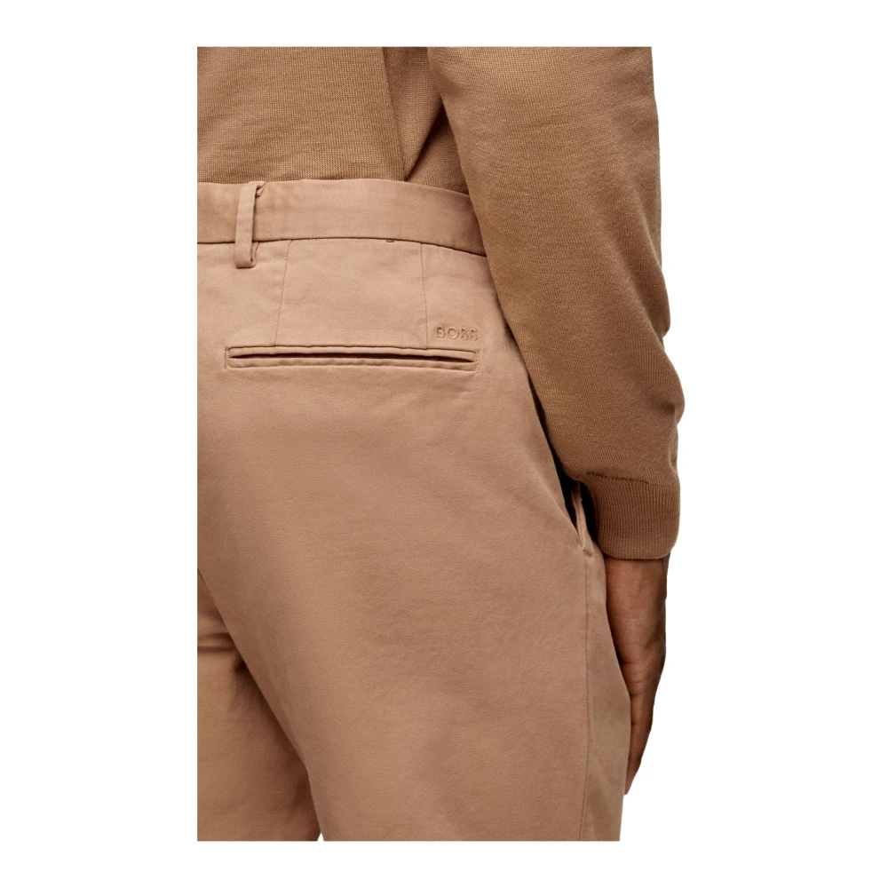 Hugo Boss Slim Fit Gabardine Katoenen Chino's Beige Heren