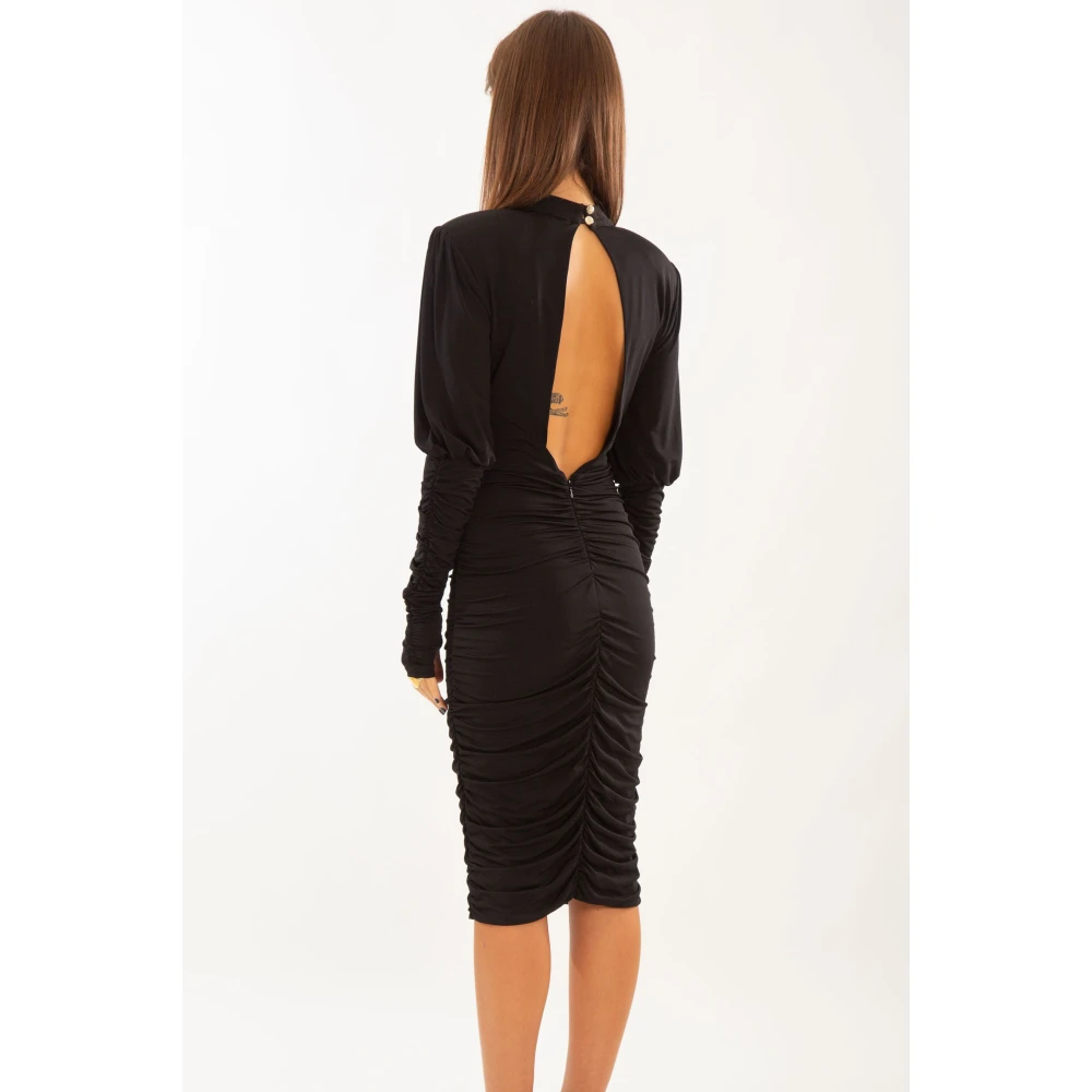 Babylon Bloemen Gerimpelde Jurk in Zwart Black Dames