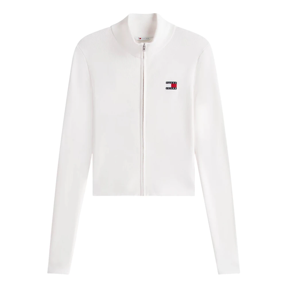 Tommy Jeans Women's White Cardigans, S, Maglieria E Felpe Cotone