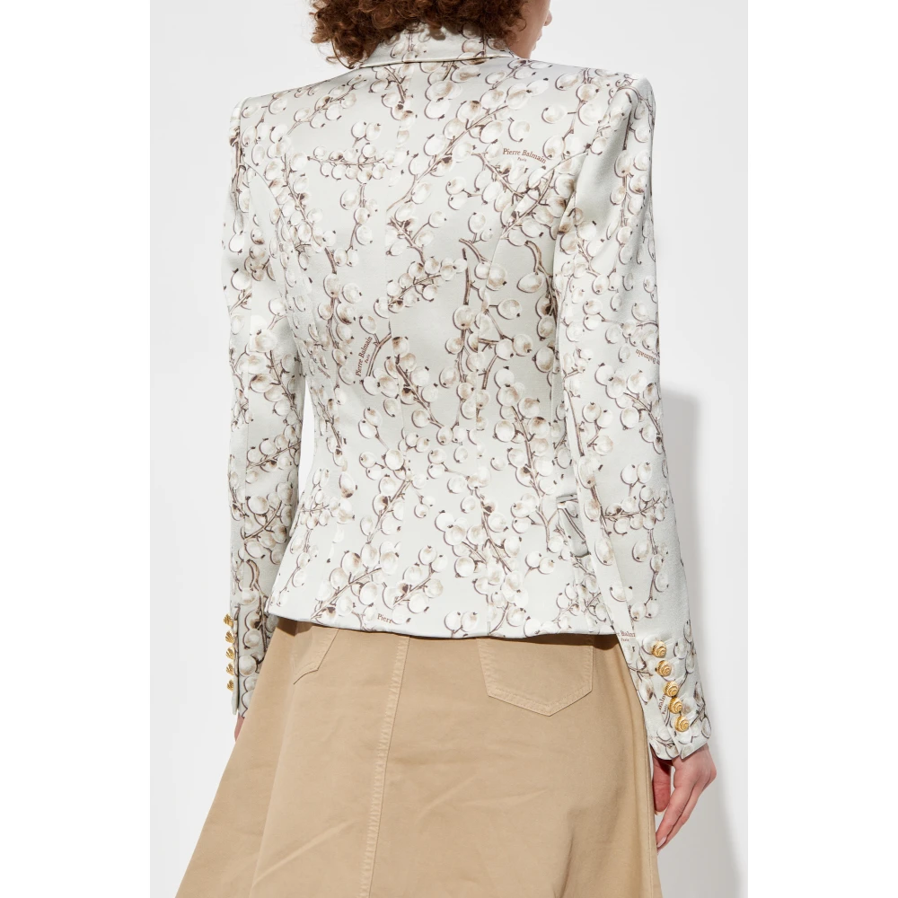 Balmain Satin blazer met print Gray Dames
