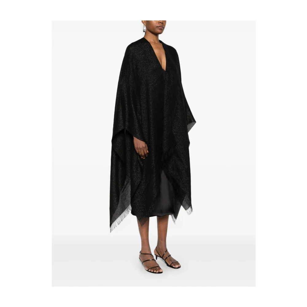 Fabiana Filippi Zwart Franje Detail Open Voorkant Jas Black Dames