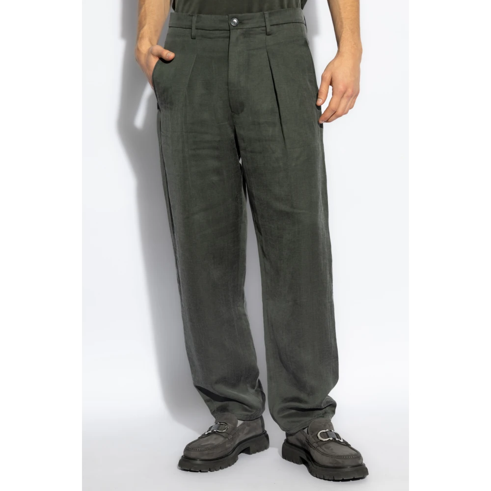 Giorgio Armani Wijde broek Green Heren