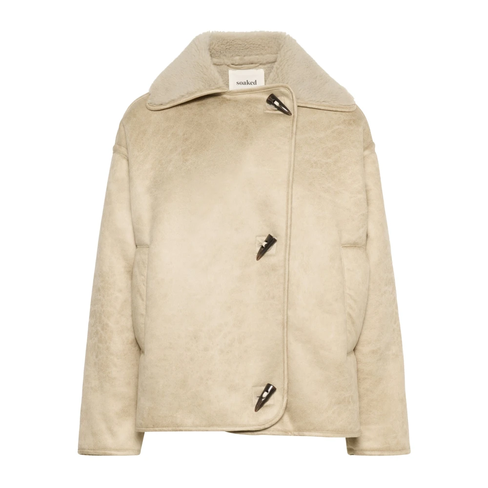 Soaked In Luxury Women's Beige Faux Fur Shearling Oversized Jacket