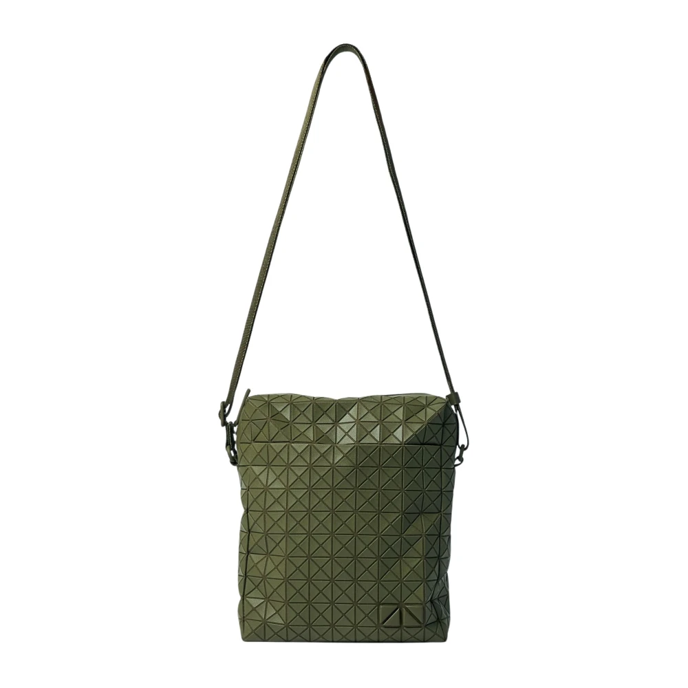 Issey Miyake Katoenen schoudertas met tegelapplicatie Green Heren