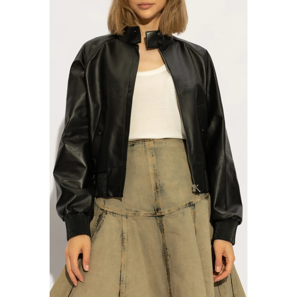 Salvatore Ferragamo Leren jas Black Dames