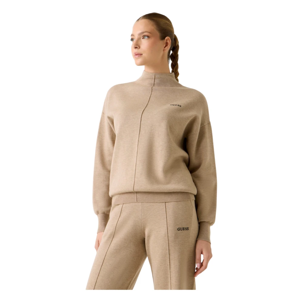 Guess Women's Beige Ursula Mock Neck Jumper - Round-Neck Knitwear - L - Knitwear