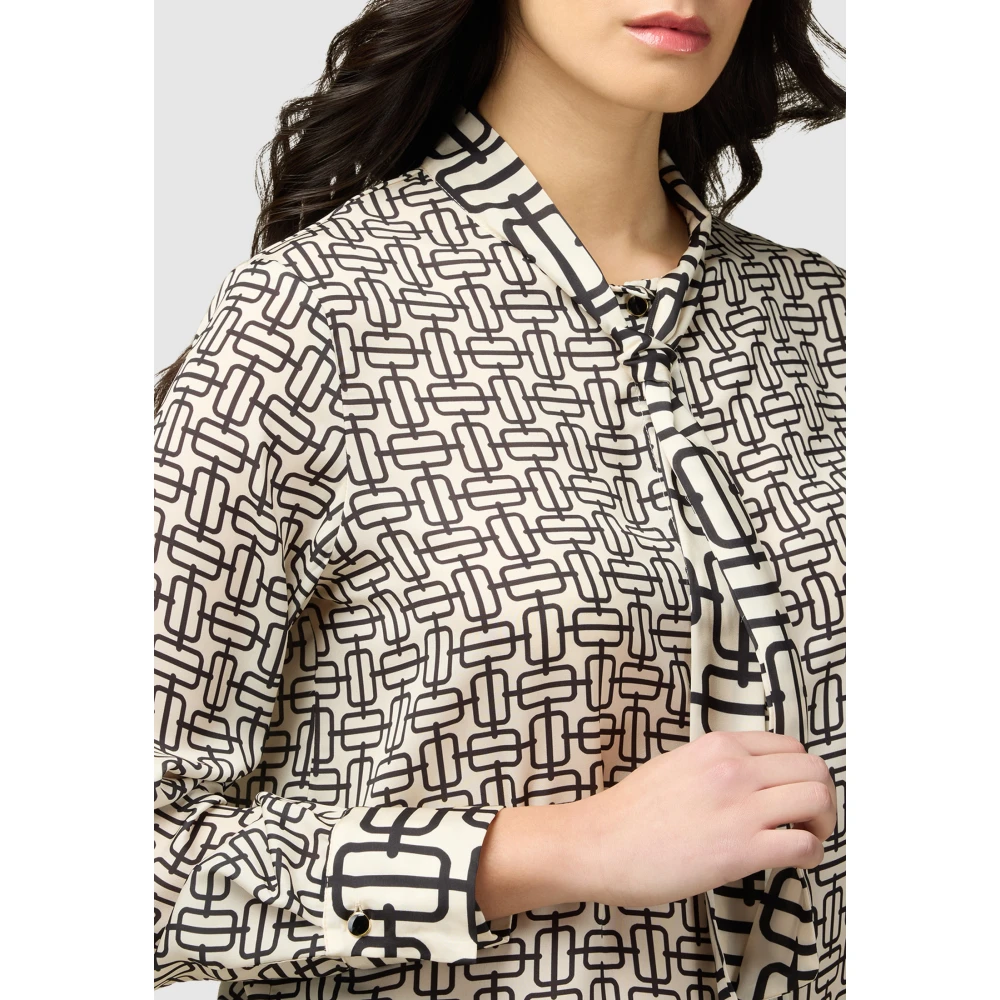 Oltre Satin Optical Hemdblouse met Strik Multicolor Dames