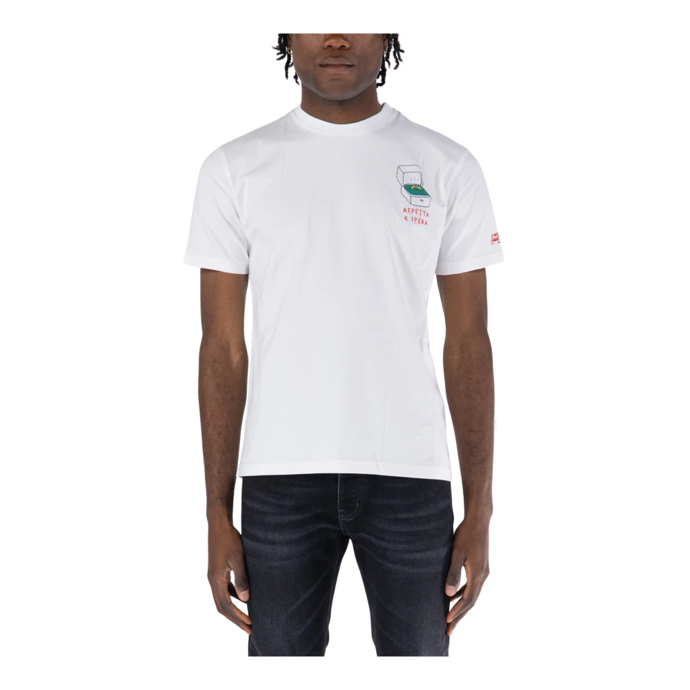 MC2 Saint Barth Wit Katoenen T-Shirt met Zijprint White Heren