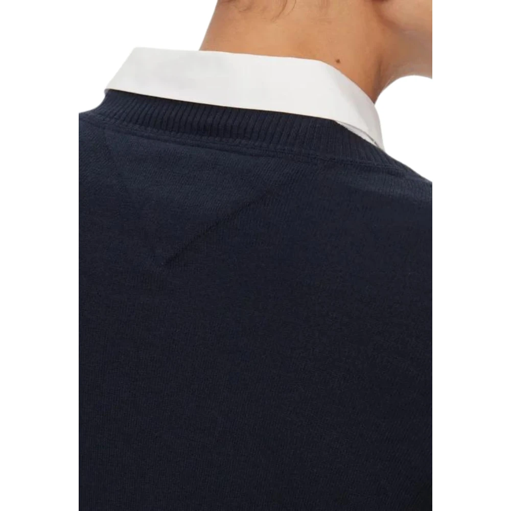 Tommy Hilfiger Blauwe Trui Ronde Hals Lange Mouw Blue Dames