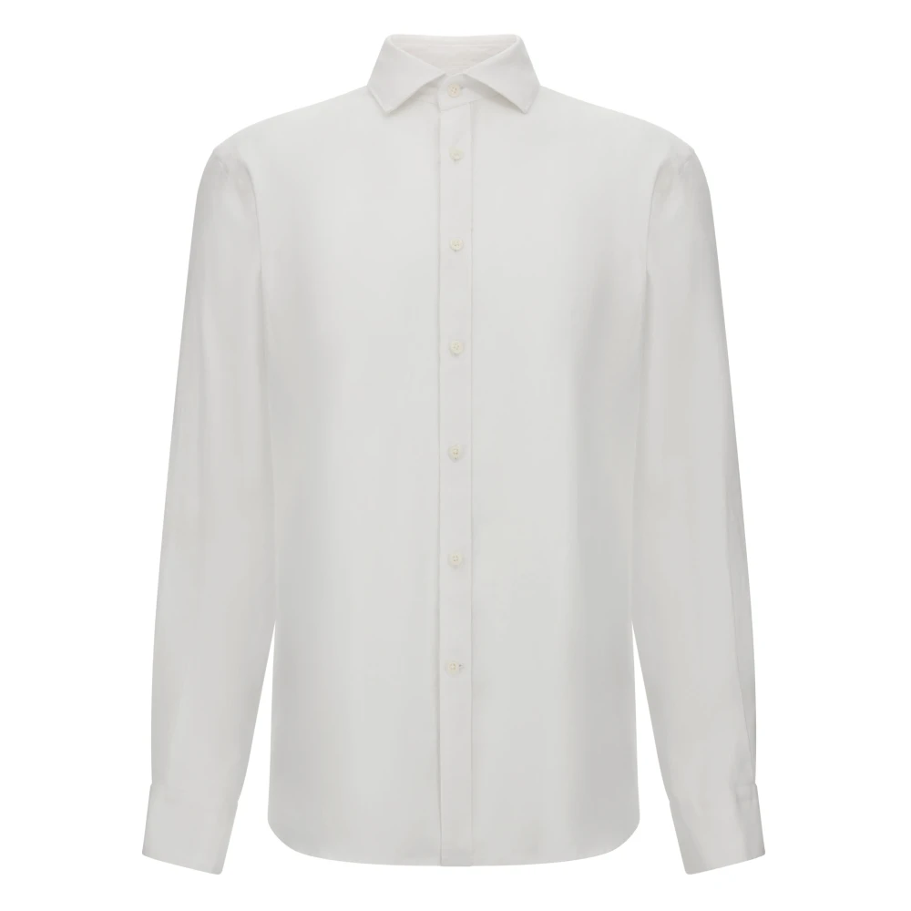 Boggi Milano Homme Blanc Chemises, Taille: S Chemise Regular Fit En Lin