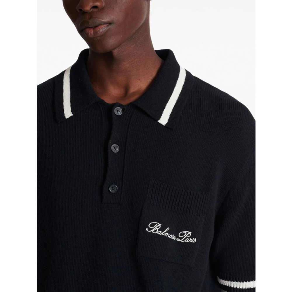 Balmain Iconische Polo Shirt Black Heren