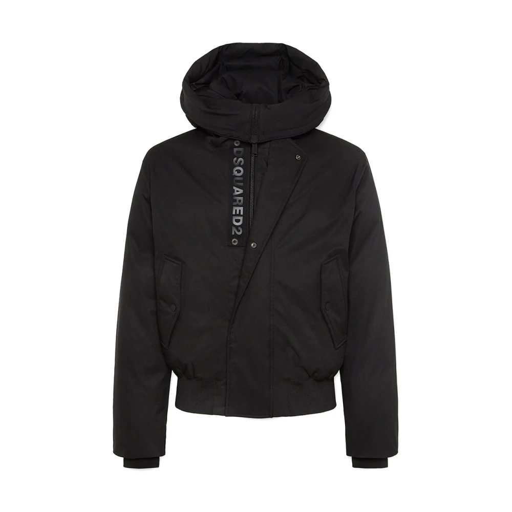 Dsquared2 Techno Down Bomber Nylon Jacket - Male - Winter Jackets - Black - M - Jackets