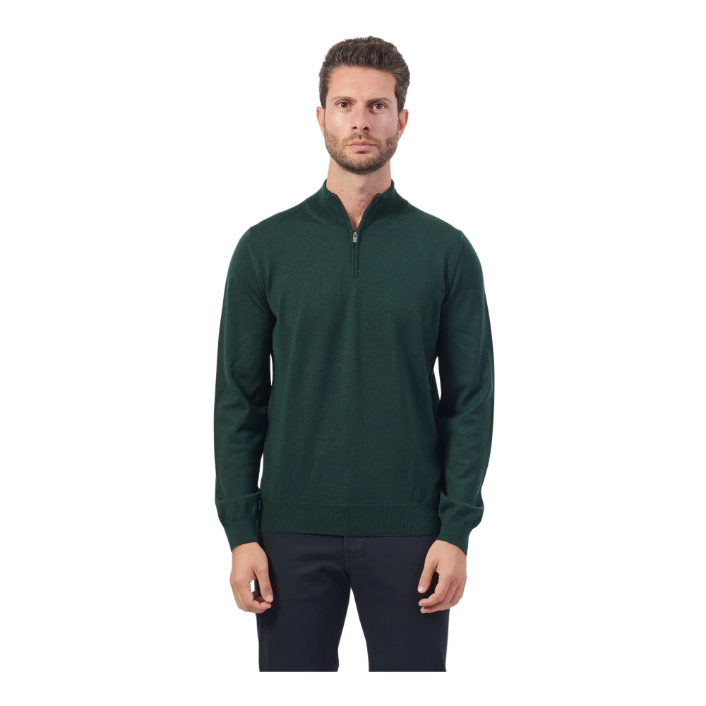 Hugo Boss Groene V-hals Trui Exclusieve Details Green Heren